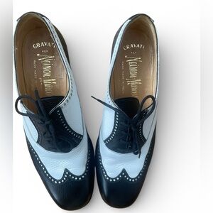 Women’s. Graviti Black and White Leather Oxfords